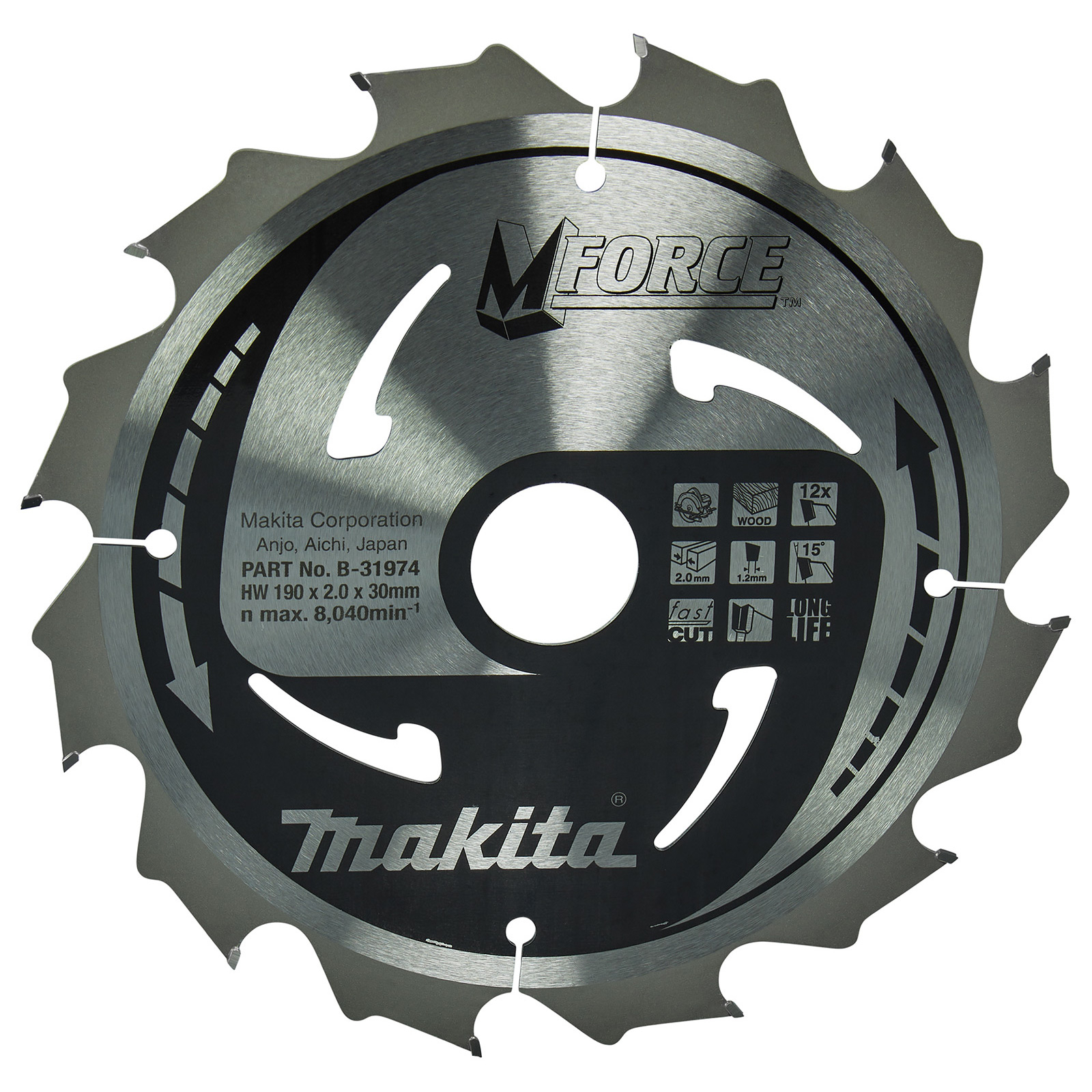 Makita M-FORCE Sägeblatt 190x30x12Z - B-31974