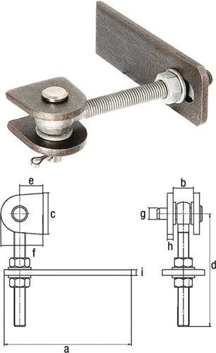 GAH Alberts Verstellbares Torband 170x30x80x150x34x65x18x8mm STA roh Btl - 411145