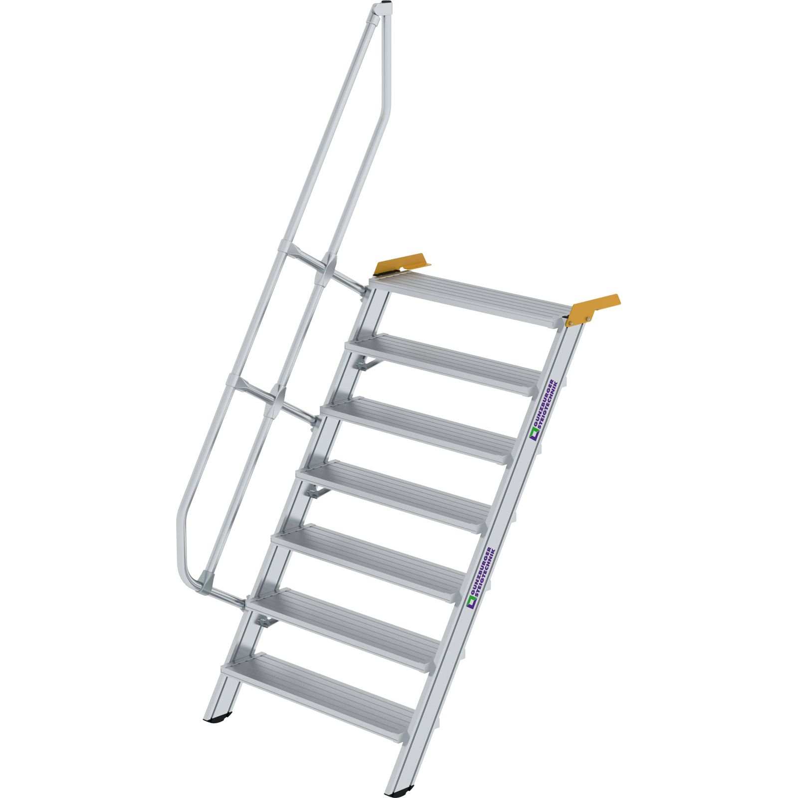 Günzburger Steigtechnik Treppe 60° Stufenbreite 1.000 mm 7 Stufen Aluminium geriffelt - 600327