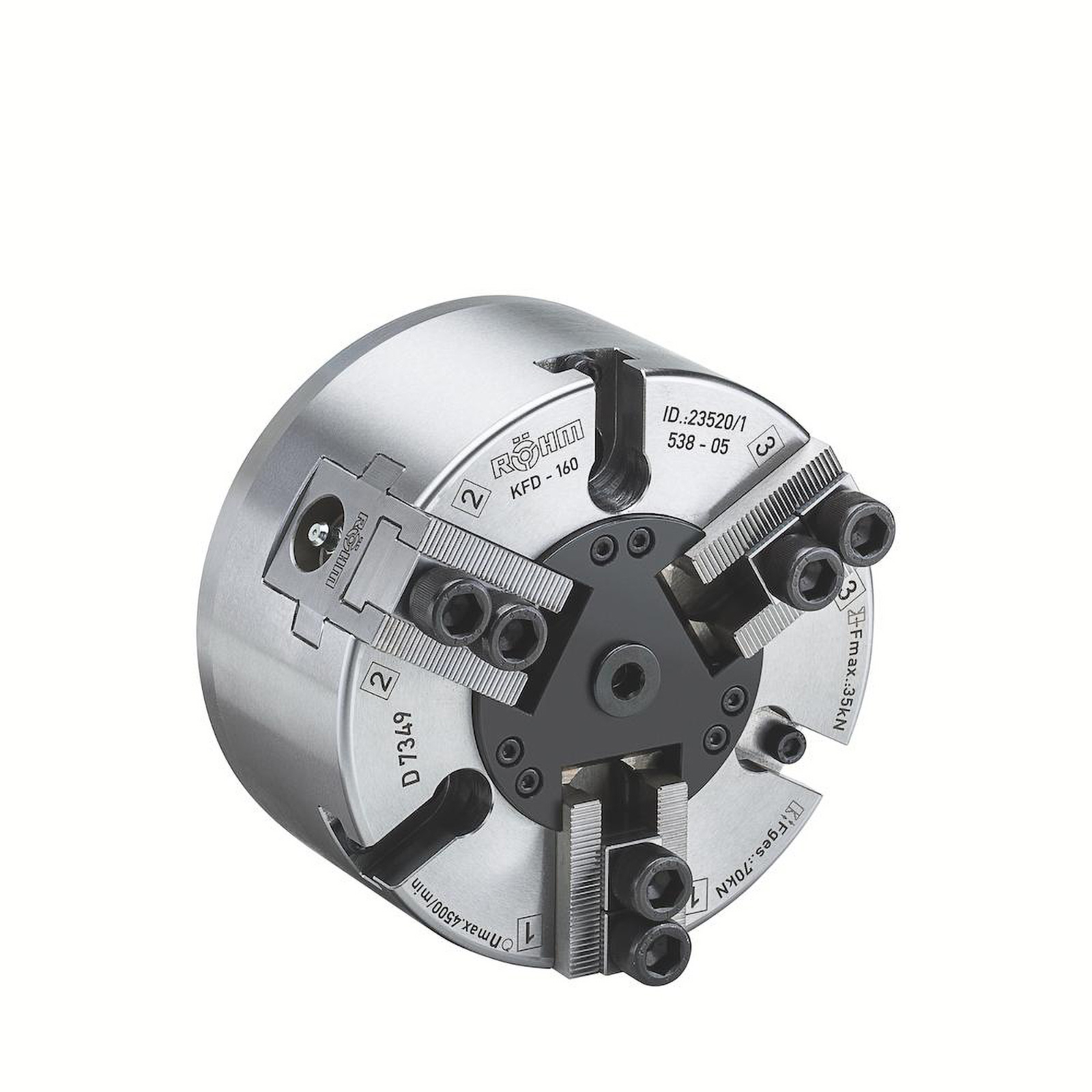 Röhm Kraftspannfutter KFD 250, 3-Backen, Standardausführung, Zylindrische Zentrieraufnahme - 144598
