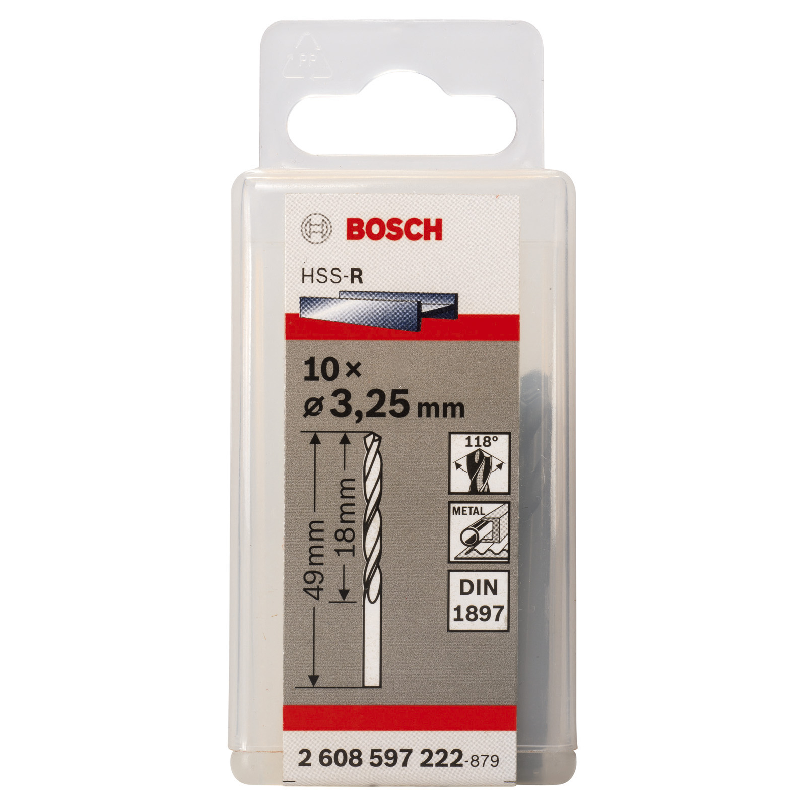 Bosch Karosseriebohrer HSS-R DIN 1897 3,25 x 18 x 49 mm - 2608597222