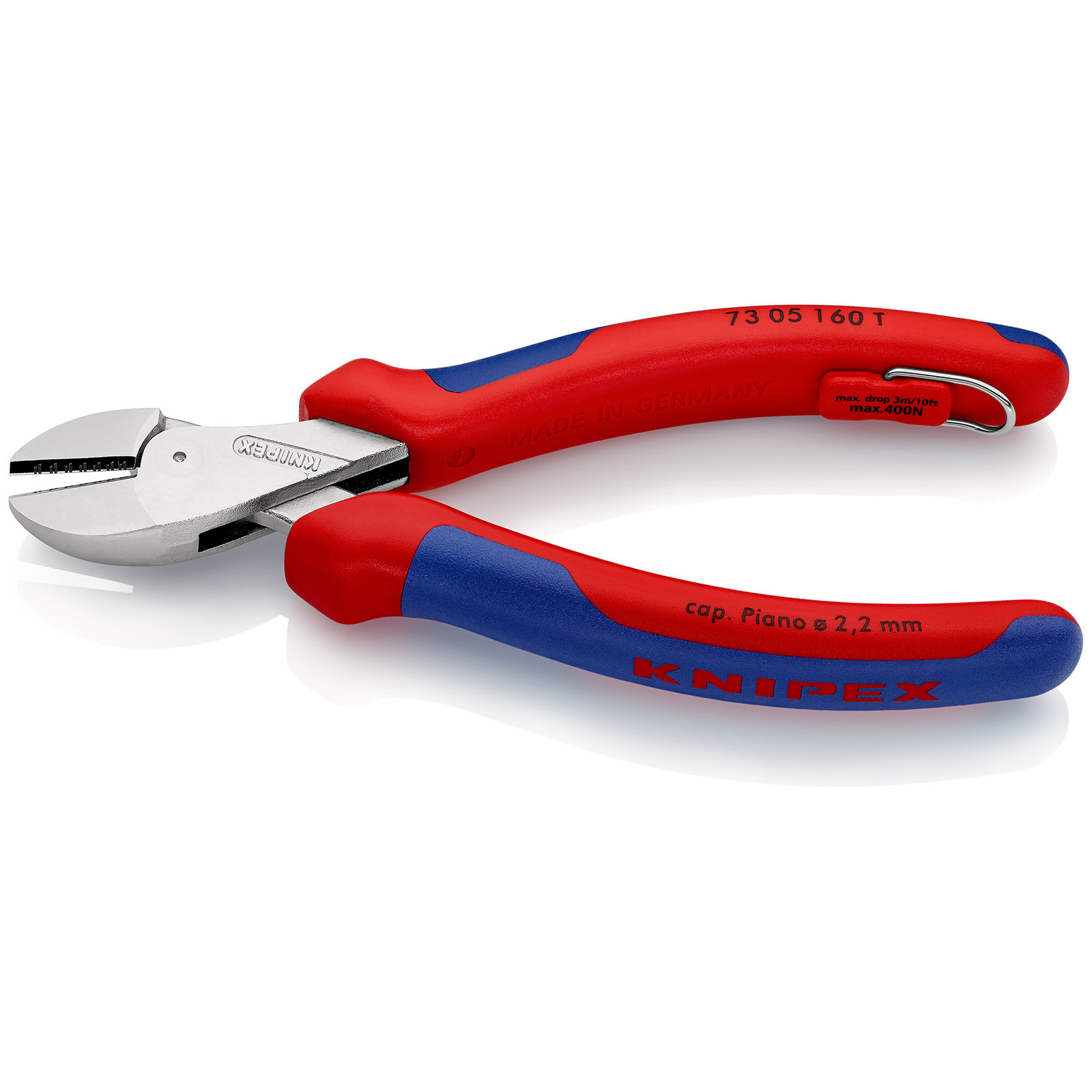 Knipex X-Cut mit Befestigungsöse verchromt, mit Mehrkomponenten-Hüllen, mit integrierter Befestigungsöse zum Anbringen einer Absturzsicherung 160 mm - 7305160TBK