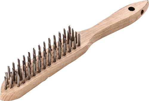 Handbürste L.290mm 0,35mm Stahldraht Besatz-L.140mm 4-reihig 12 LESSMANN