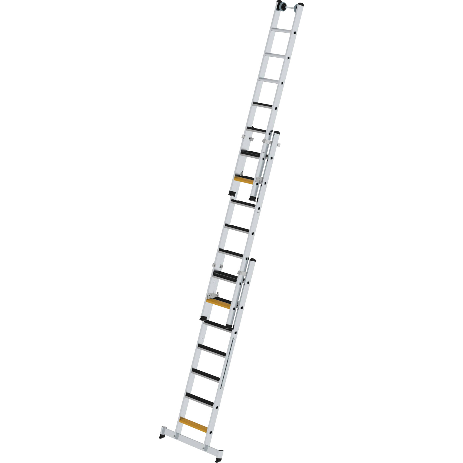 Günzburger Steigtechnik Stufen-Mehrzweckleiter 3tlg. mit nivello-Traverse und clip-step R13 3 x 7 Stufen - 033322