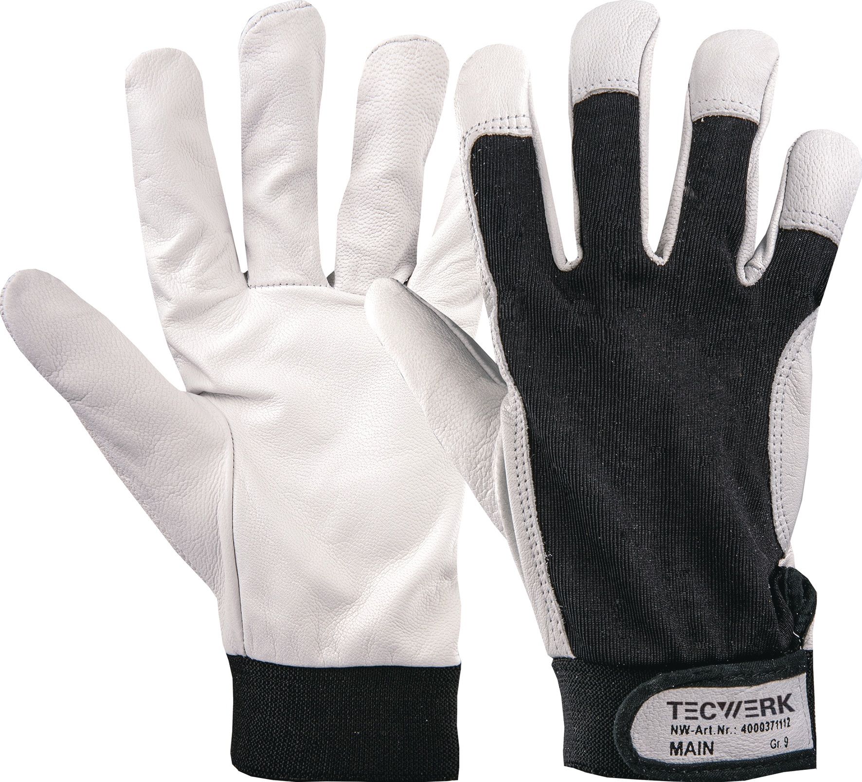 Handschuhe Main Gr.8 schwarz/naturfarben EN 388 PSA II TECWERK