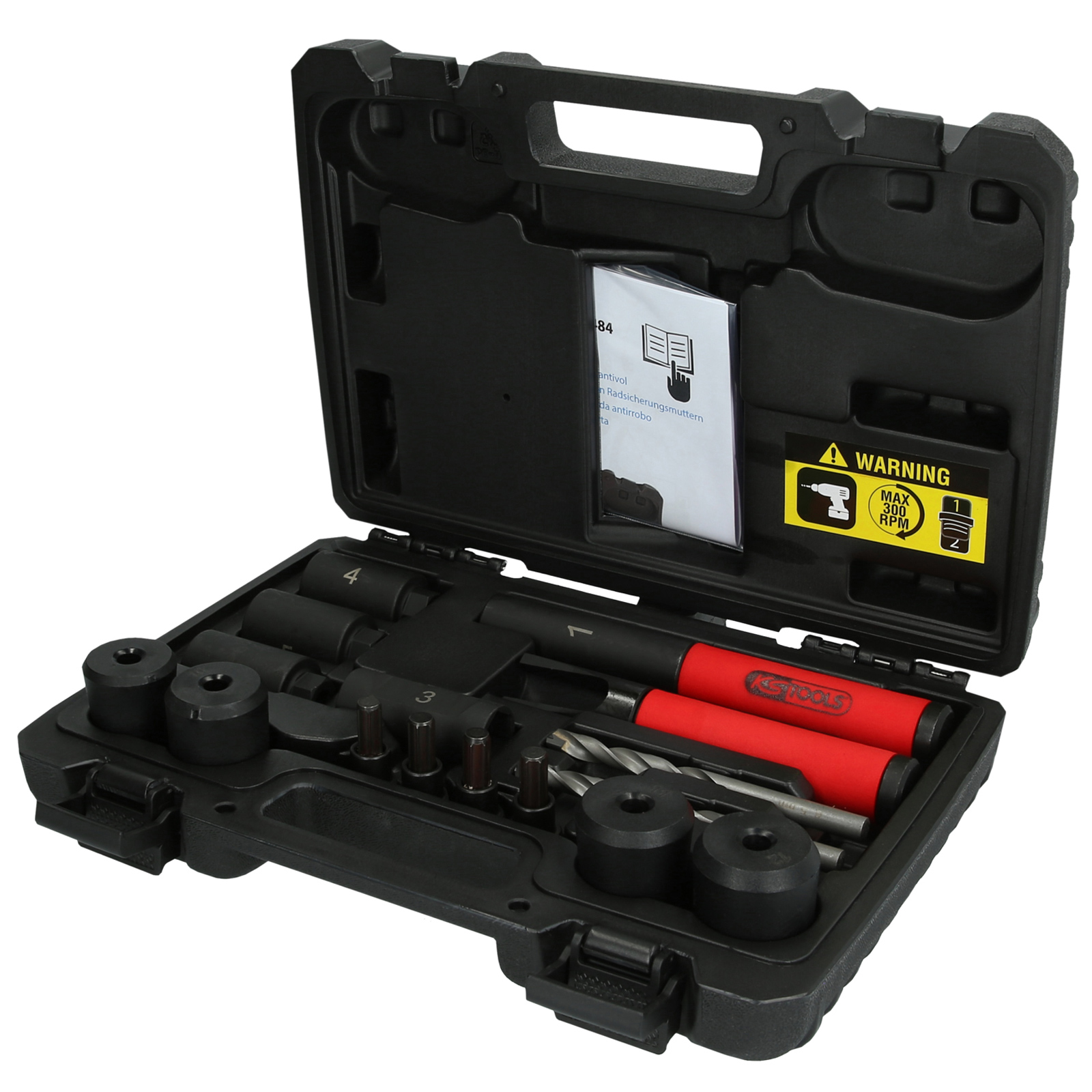 KS TOOLS Felgenschloss-Ausbohr-Satz 16tlg. - 913.1484