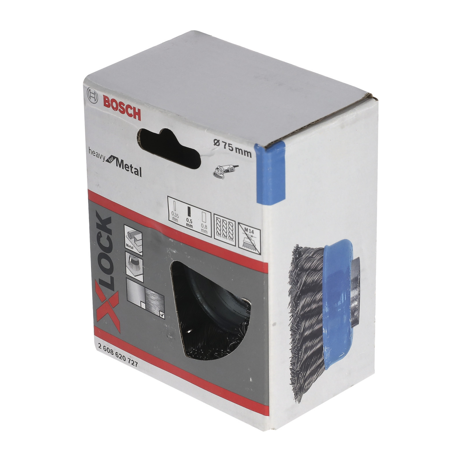 Bosch X-LOCK Topfbürste Heavy for Metal 75 mm gezopfter Stahldraht Drahtstärke 0,5 mm - 2608620727