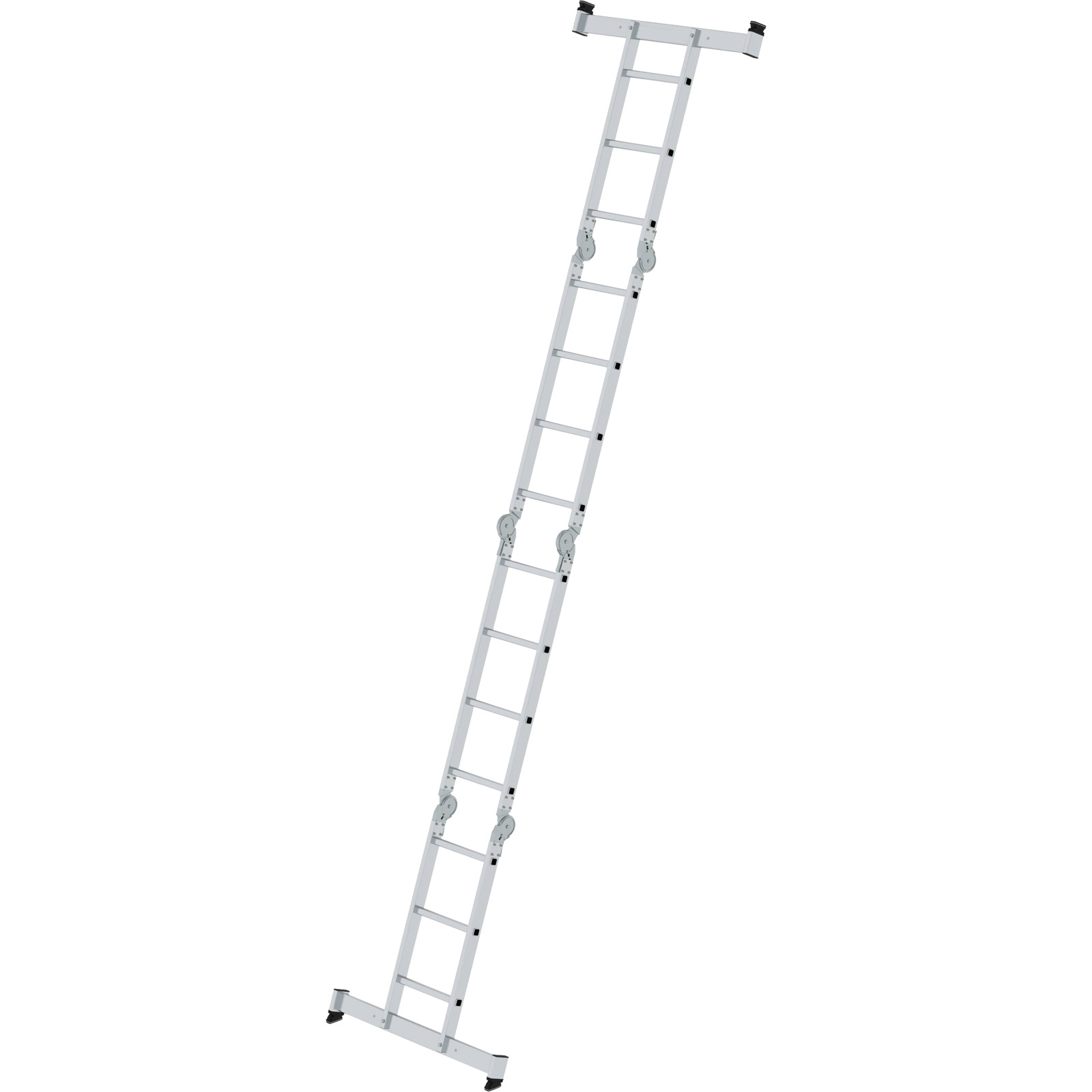 Günzburger Steigtechnik Vielzweckleiter 4tlg. mit nivello-Traverse und Holzbelag 2 x 3 + 2 x 4 Sprossen - 031324