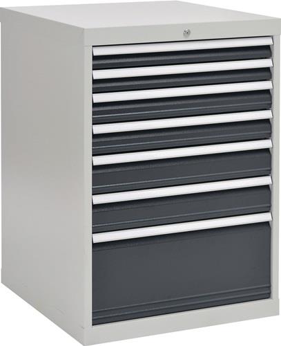 Schubladenschrank H1019xB705xT736mm grau/anthr. 2x75,2x100,2x125,1x300mm Schubl. - 80700/1401AV 7035/7016