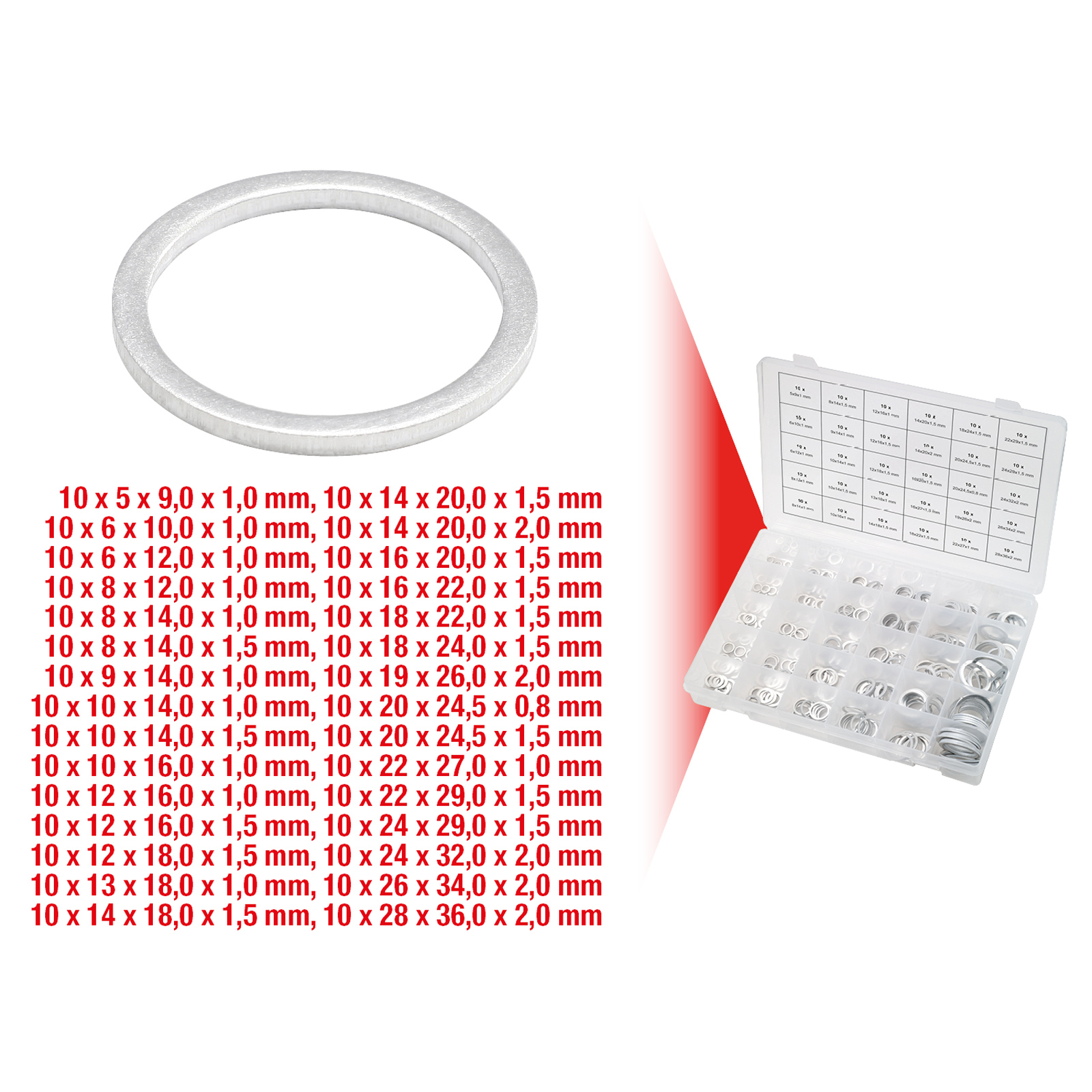 KS TOOLS Sortiment Alu-Dichtringe M5-28 300tlg. - 970.0160