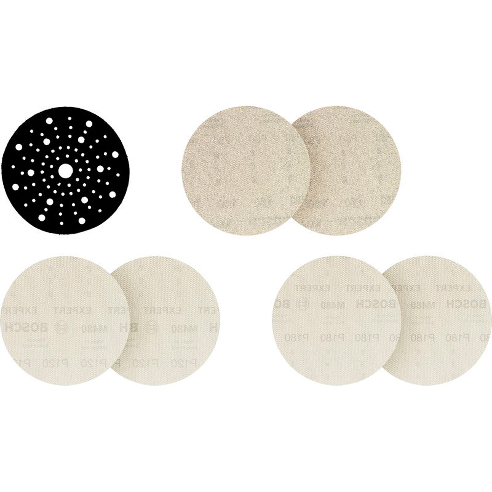 Bosch EXPERT M480 Schleifnetz- Set, 150mm, K80/120/180, 6+1 Set, Starter Pack.