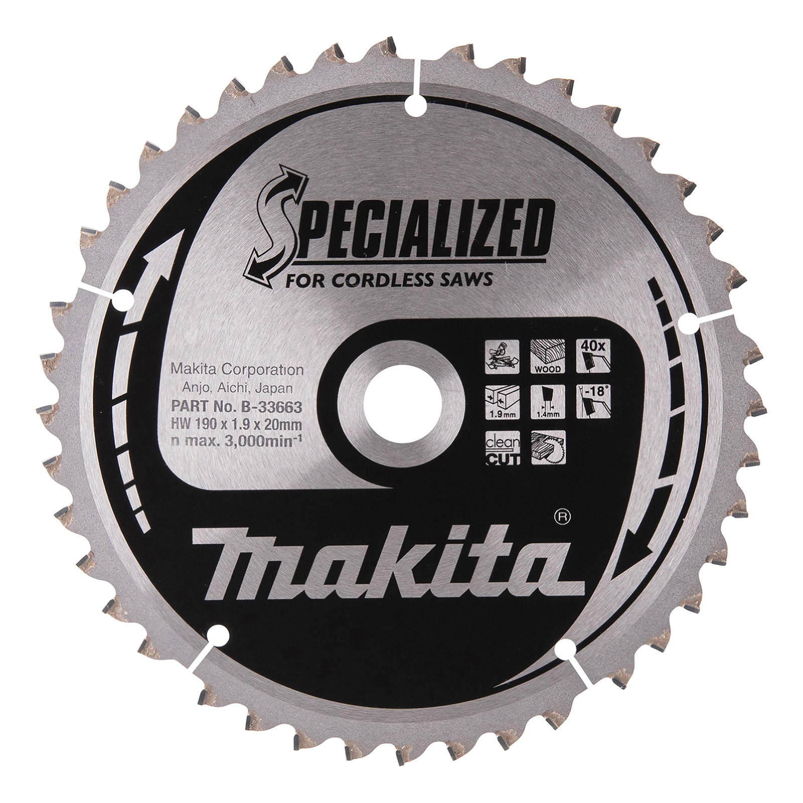 Makita MAKBLADE Sägeblatt 190x20x40Z - B-33663