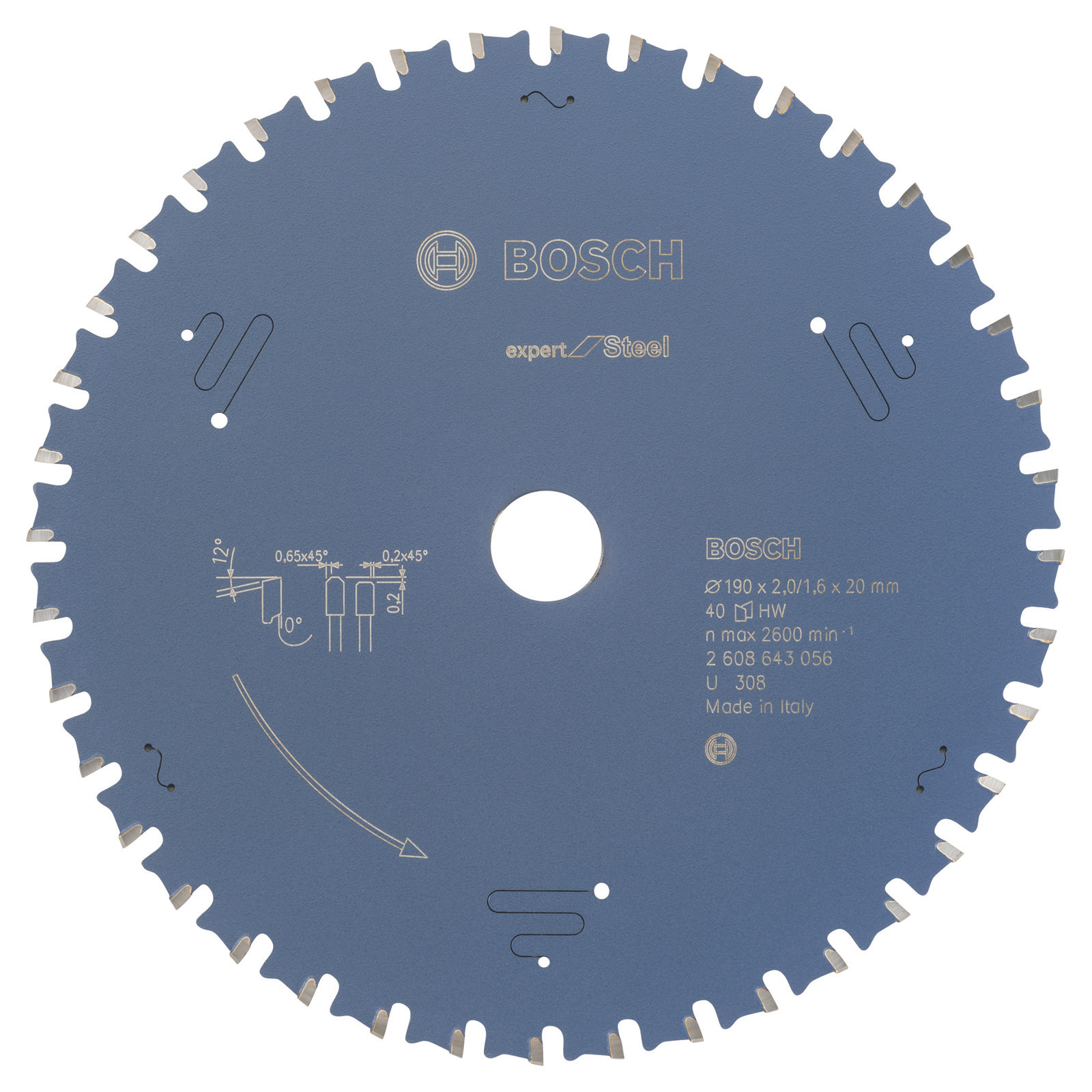 Bosch Kreissägeblatt Expert for Steel für Handkreissägen 190 x 20 x 2 mm, 40 - 2608643056