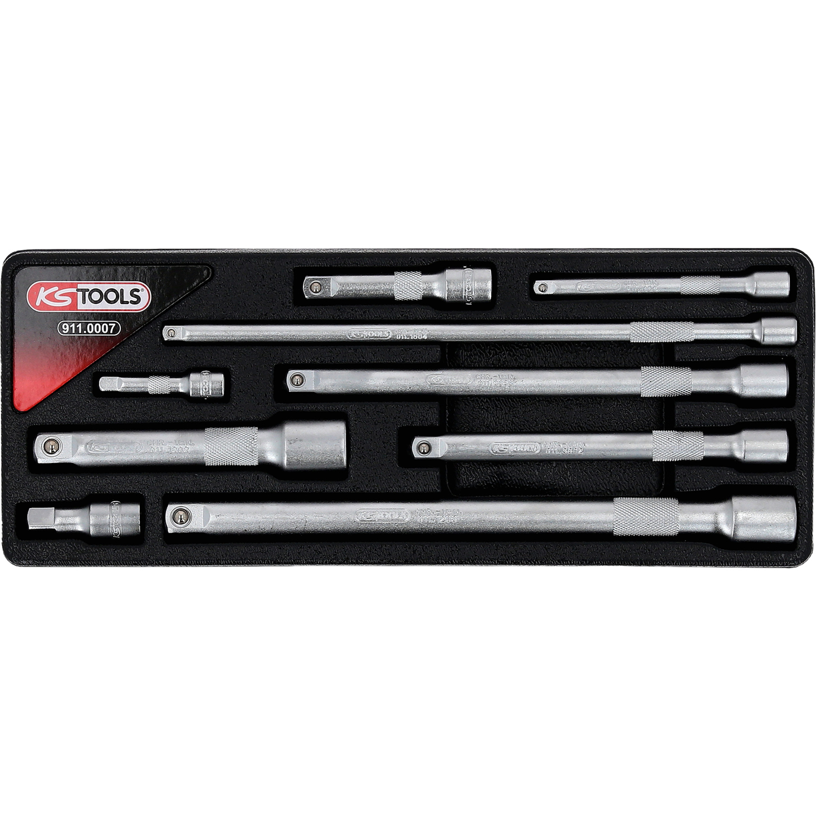 KS TOOLS 1/4"+3/8"+1/2" Verlängerungs-Satz 9tlg. - 911.0007