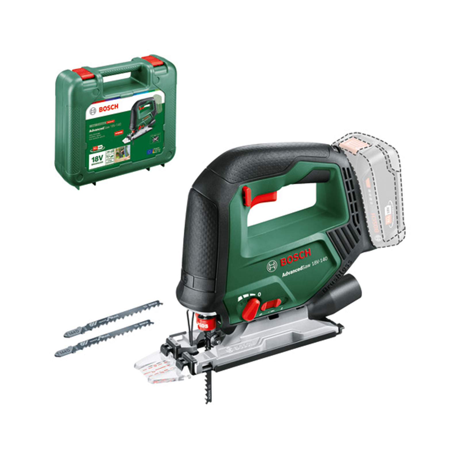 Bosch Akku-Stichsäge AdvancedSaw 18V-140 Solo im Koffer - 0603013002