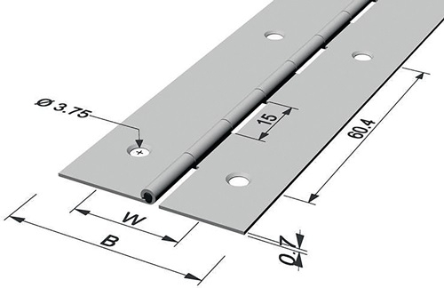 PG 10x Stangenscharnier B.offen 32mm S.0,7mm 1800mm Fe vern - 11804