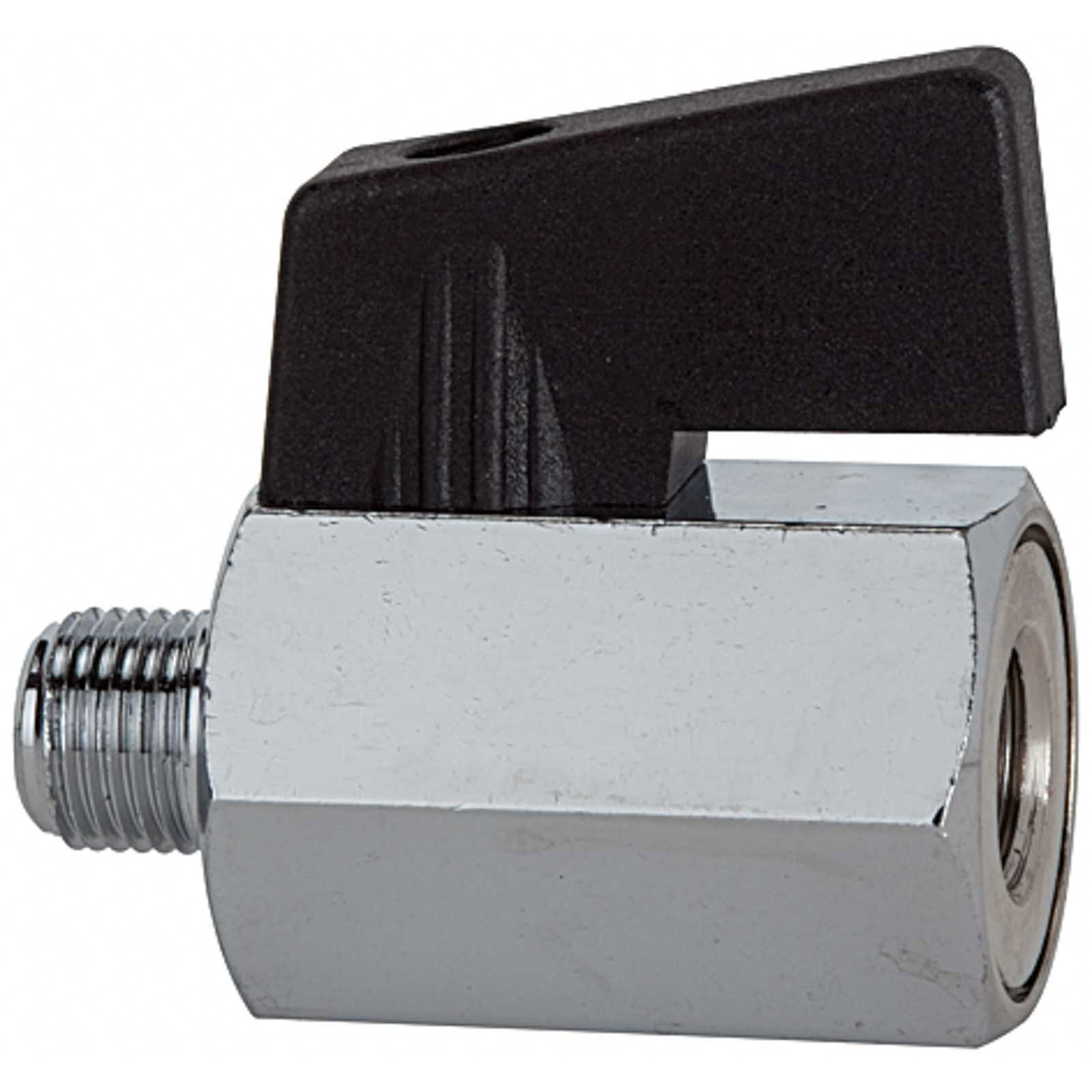 Riegler Mini-Kugelhahn glatte Oberfläche Messing vernickelt IG/AG