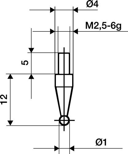 KÄFER Messeins.D.1mm KGL M2,5 STA z.Messuhren - 62034