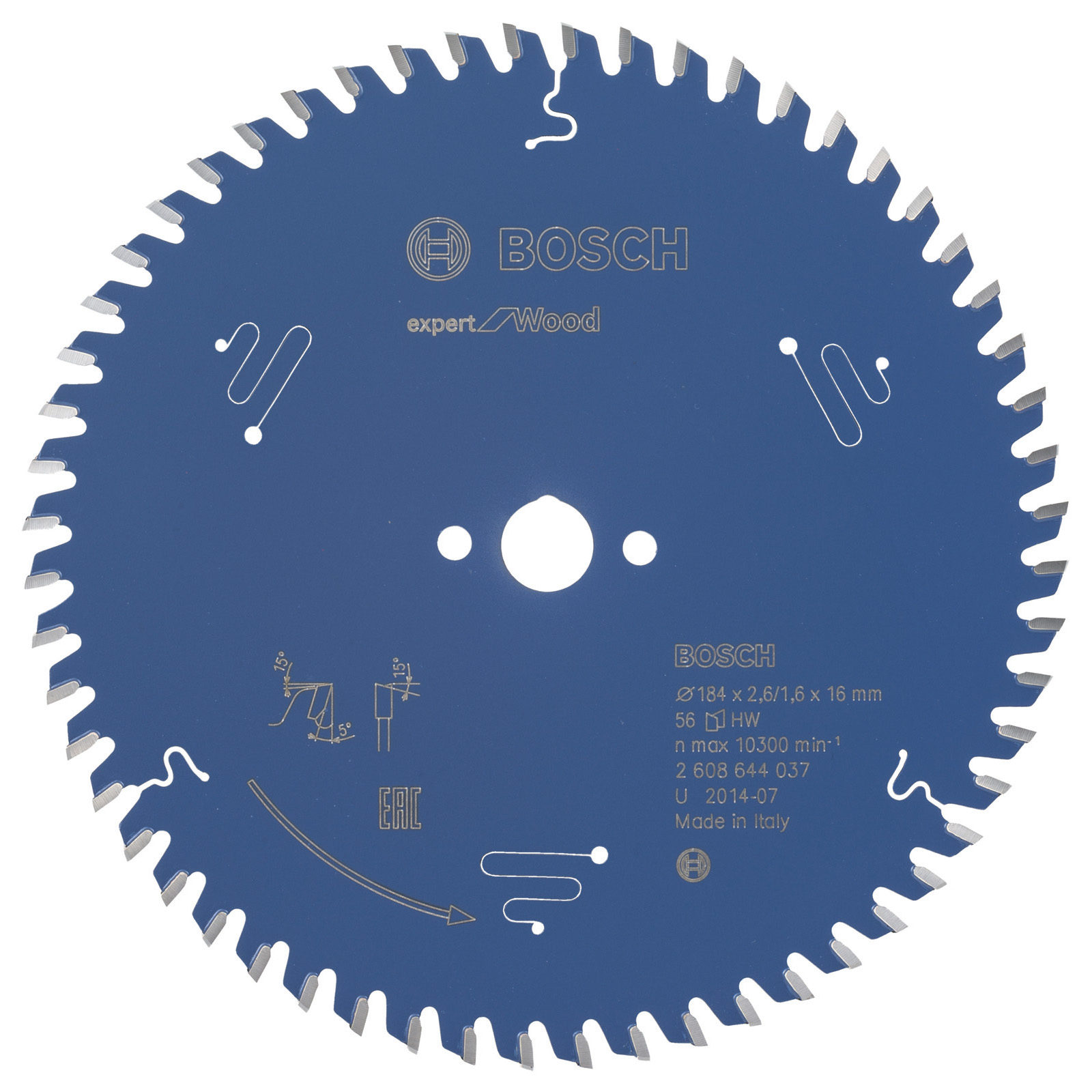 Bosch Kreissägeblatt Expert for Wood für Handkreissägen 184 x 16 x 2,6 mm 56 - 2608644037