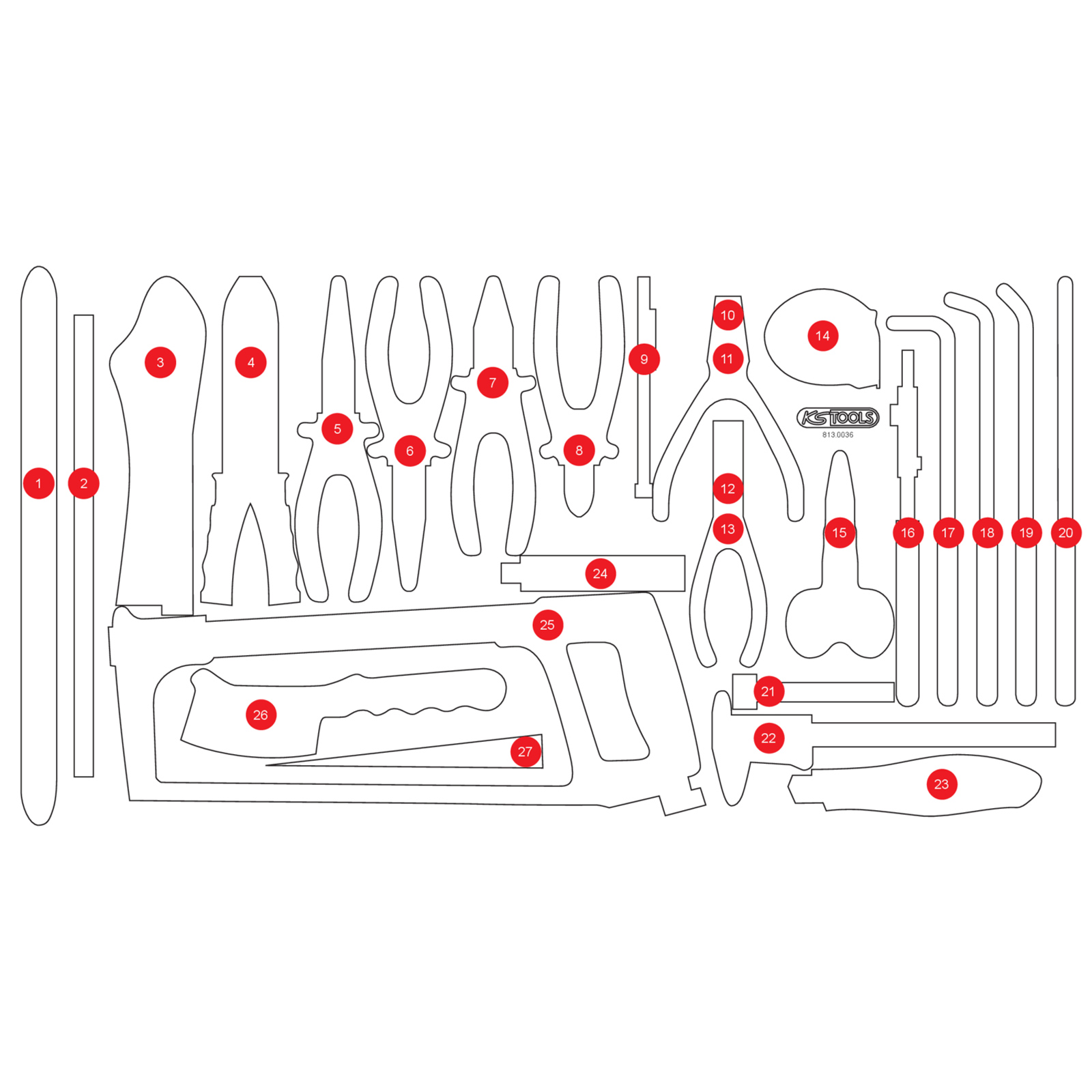 KS TOOLS leere Schaumstoffeinlage zu 813.0036 - 813.0036-97