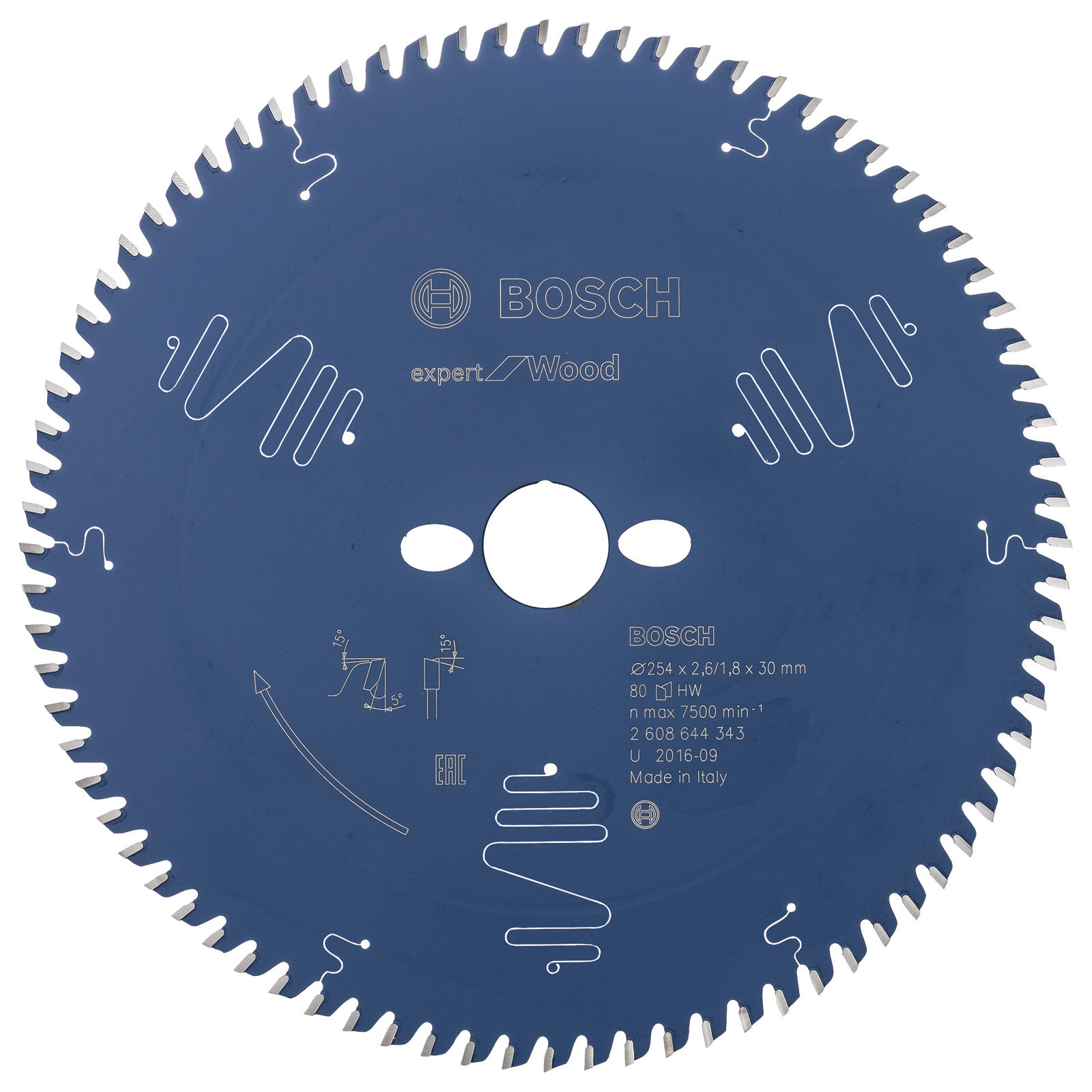Bosch Kreissägeblatt Expert for Wood für Tischkreissägen 254 x 30 x 2,6 mm 80 - 2608644343
