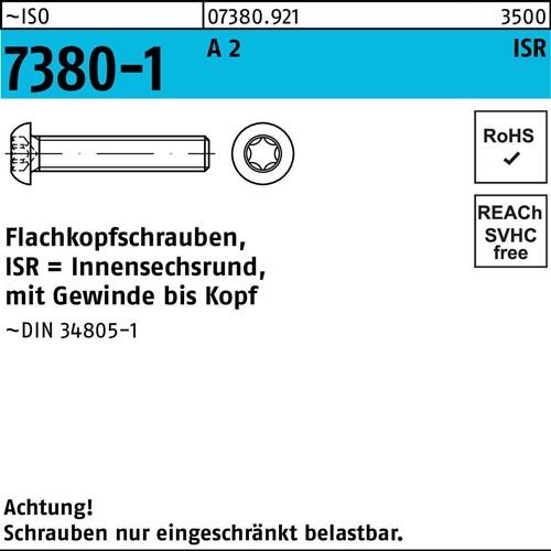 Flachkopfschraube ISO 7380-1 ISR VG M8x 45-T40 A 2 200 Stück
