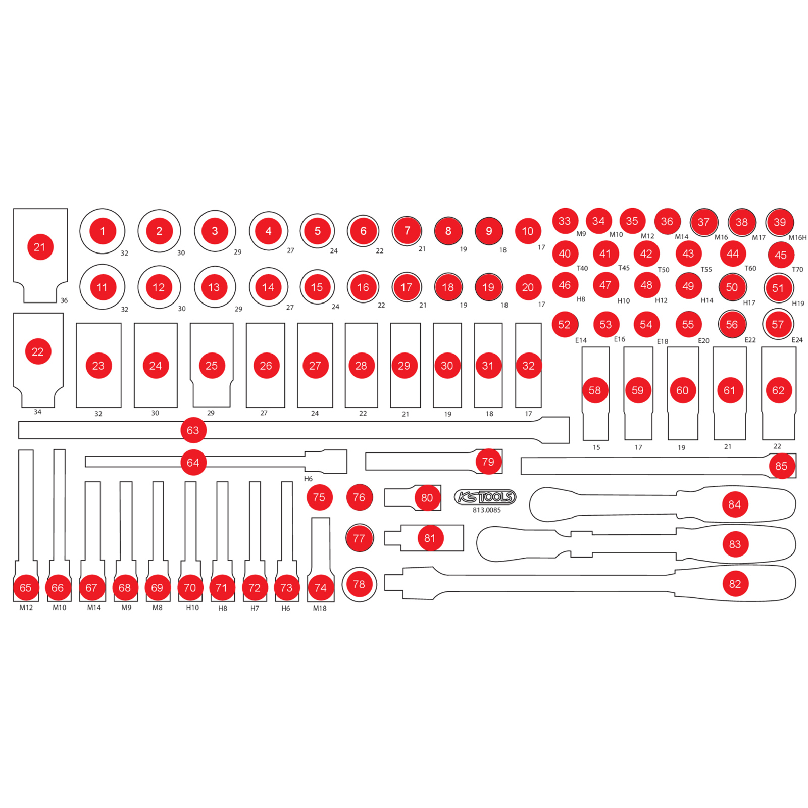 KS TOOLS leere Schaumstoffeinlage zu 813.0085 - 813.0085-97