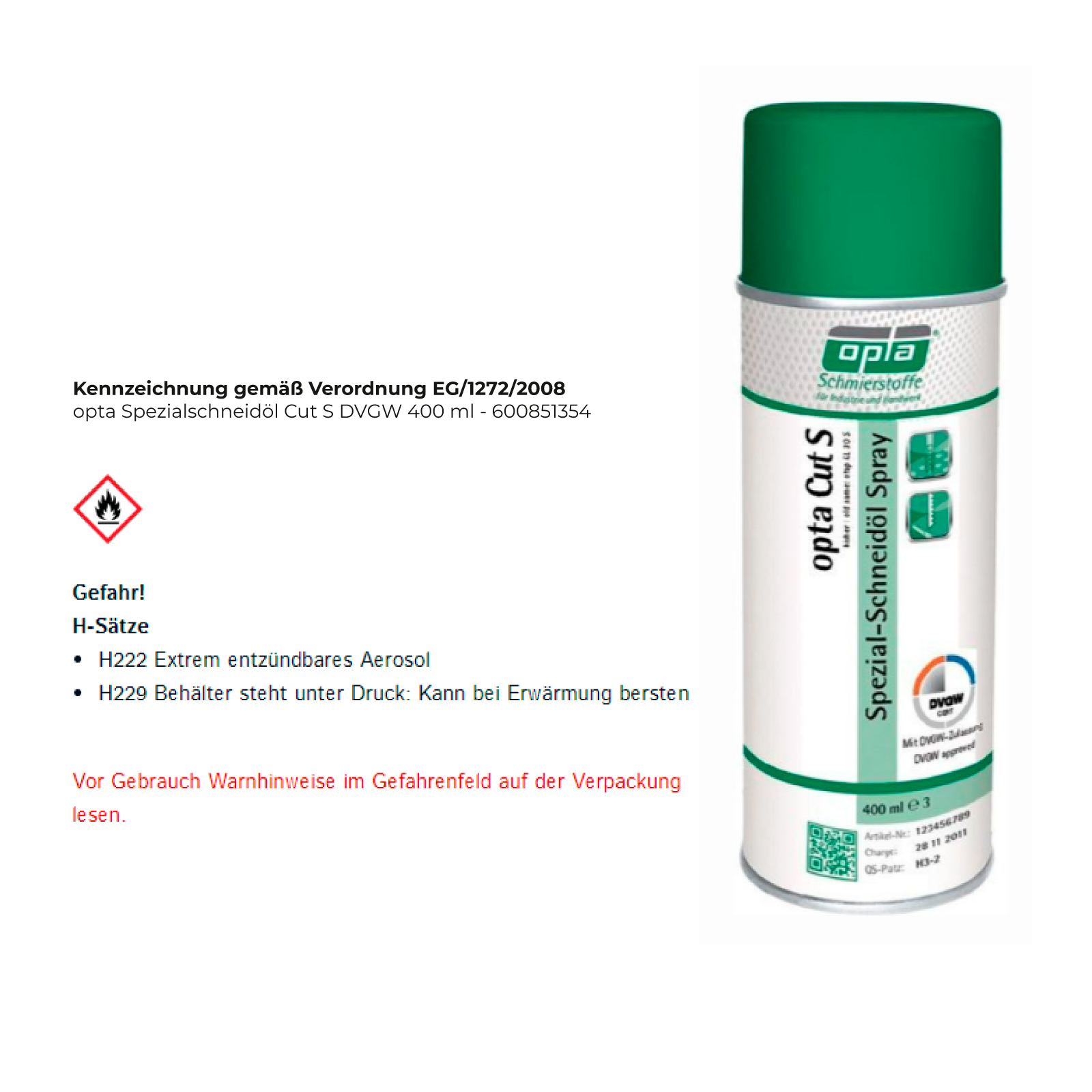 opta Spezialschneidöl Cut S DVGW 400 ml - 600851354