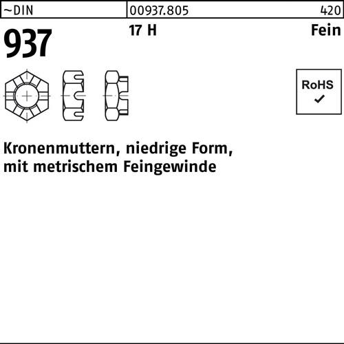Kronenmutter DIN 937 niedrige Form M 39 x 3 17 H m.Feingewinde 5 Stück