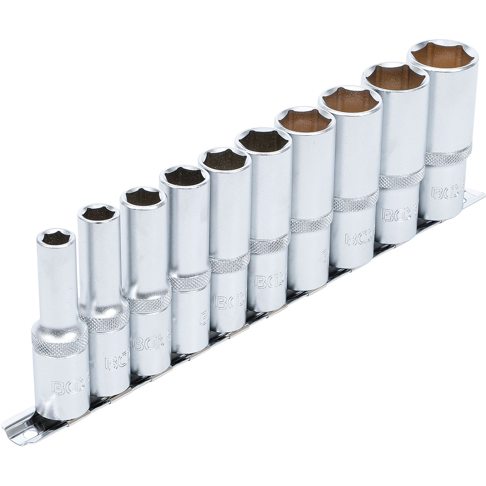 BGS Steckschlüssel-Einsatz-Satz Sechskant tief Antrieb Innenvierkant 12,5 mm (1/2") Zollgrößen 10tlg. - 2435