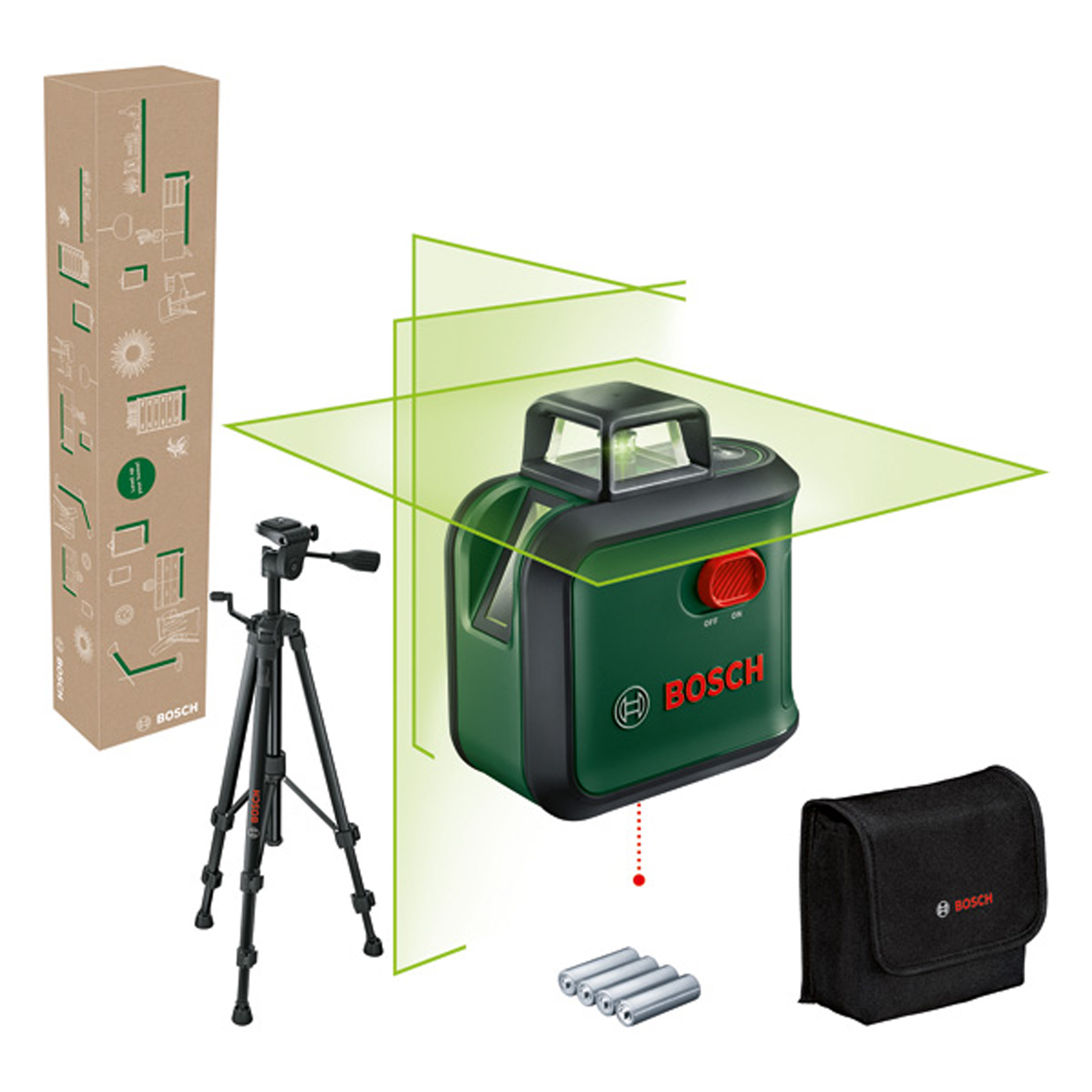 Bosch Kreuzlinien-Laser AdvancedLevel 360 Set, Stativ TT 150, eCommerce-Karton - 0603663BZ1
