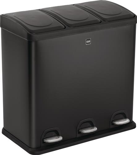 Tretabfallsammler Helit "the separator" 3x 20l DxH592mm Stahlbl.schwarz HELIT