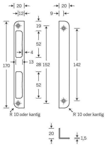 SSF Winkelschließbl.Alu.silber Winkel B20xL170mm rd.T.8mm DIN L/R - 4152 00/100G