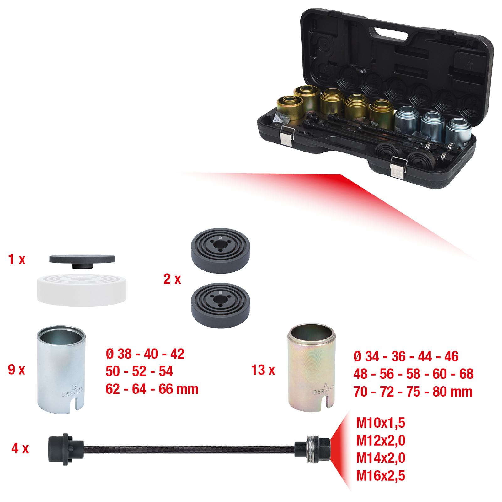 KS TOOLS Druck- und Zughülsen Satz 37tlg. - 700.1550