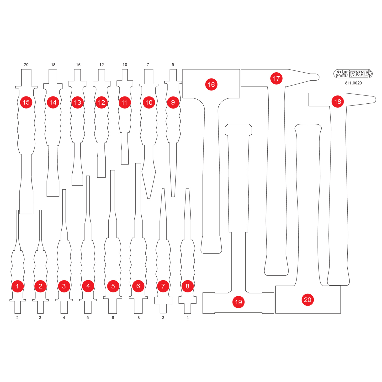 KS TOOLS leere Schaumstoffeinlage zu 811.0020 - 811.0020-97