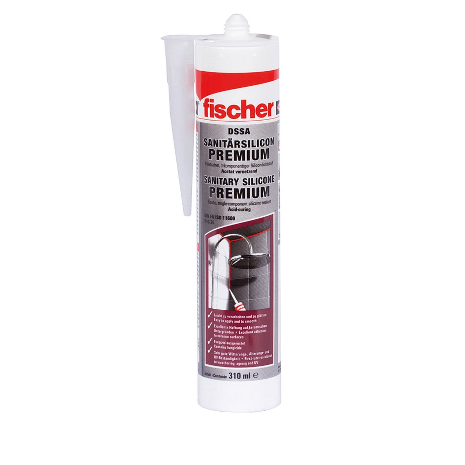 Fischer 1x Sanitärsilicon 310 ml DSSA W weiß - 053101