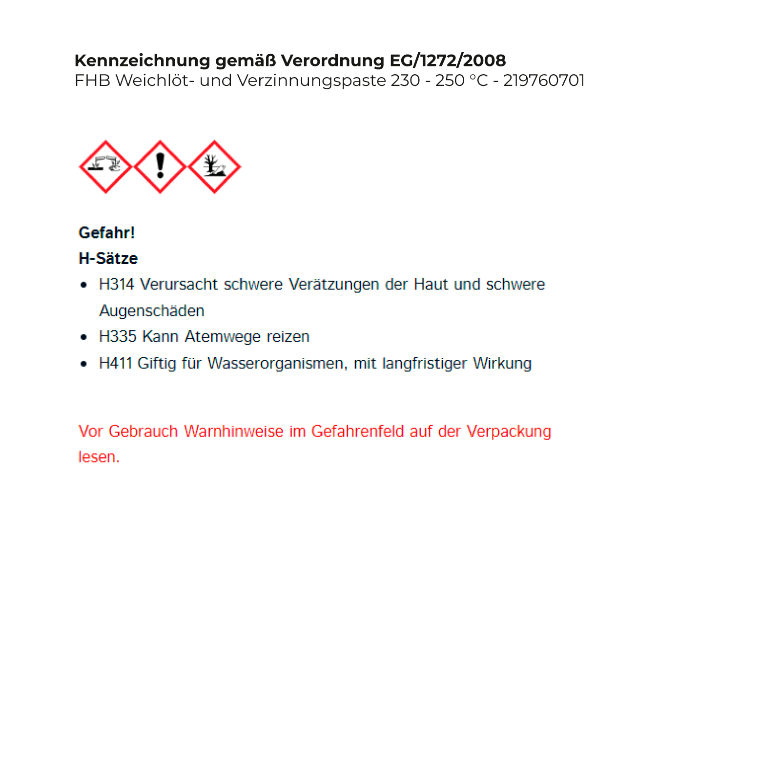 FHB Weichlöt- und Verzinnungspaste 230 - 250 °C - 219760701