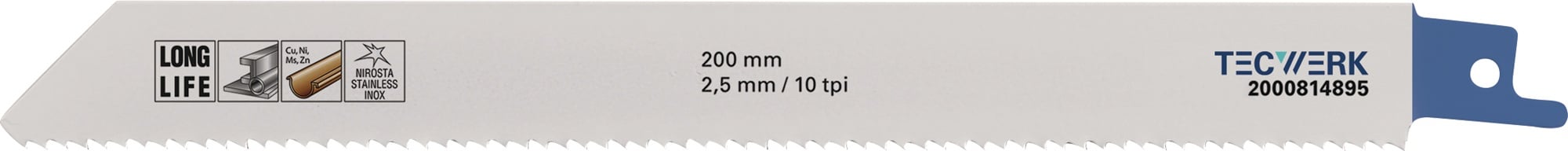 Säbelsägeblatt L.200mm B.19mm TPI 10 2,5mm 5 St./Karte TW