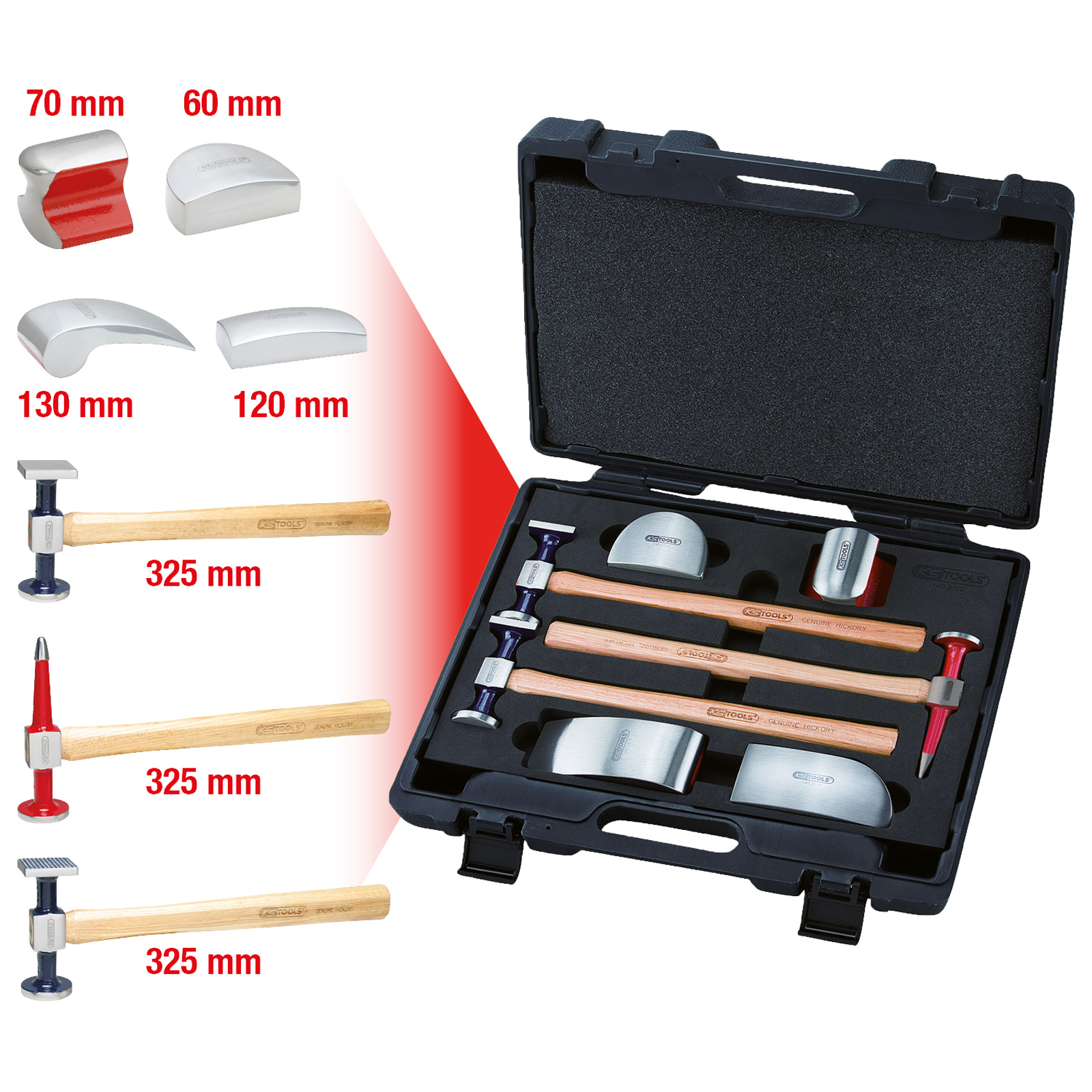 KS TOOLS Karosserie-Ausbeul-Satz 7tlg. - 140.2100