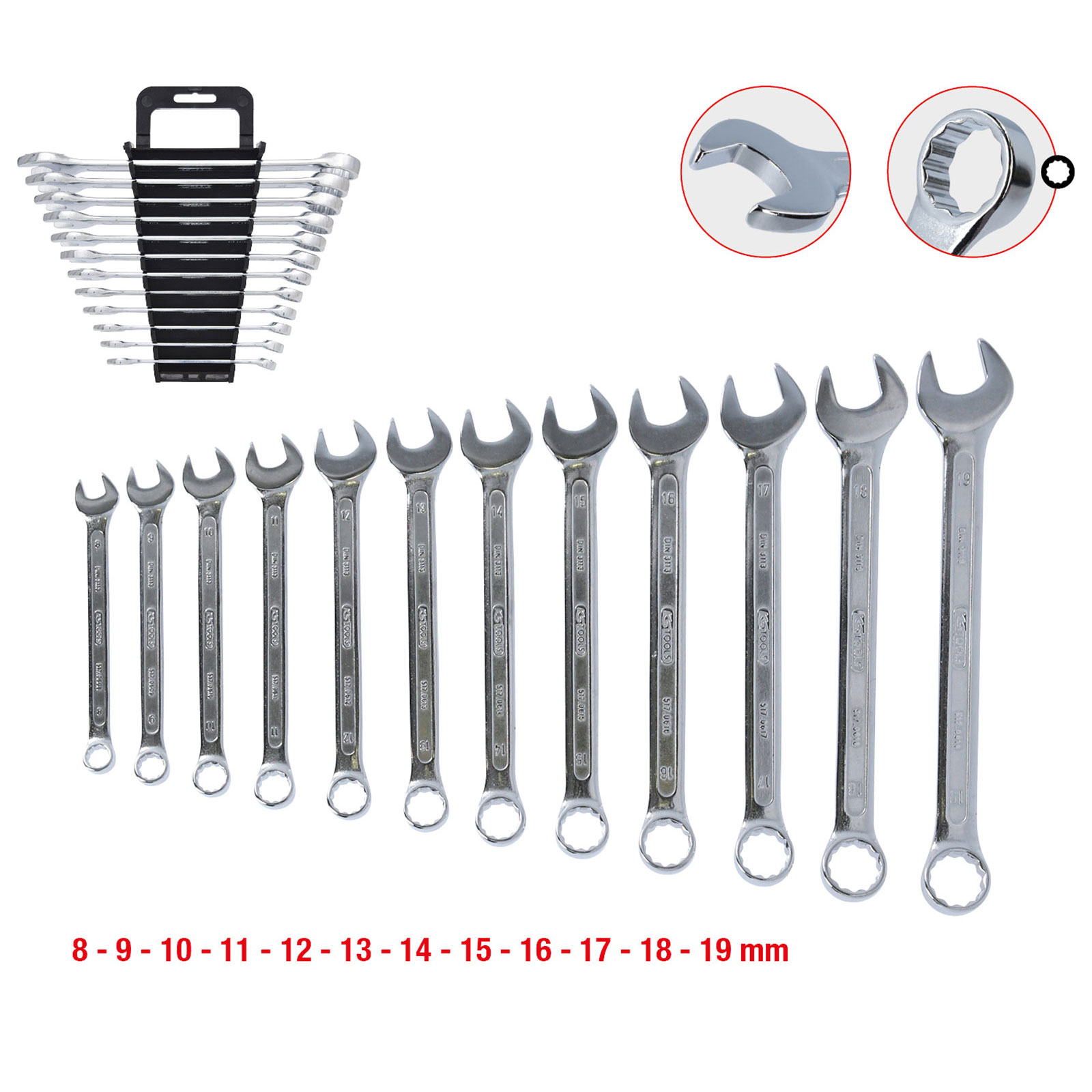 KS TOOLS Ringmaulschlüssel-Satz abgewinkelt 12tlg. 8-19 mm - 517.0052