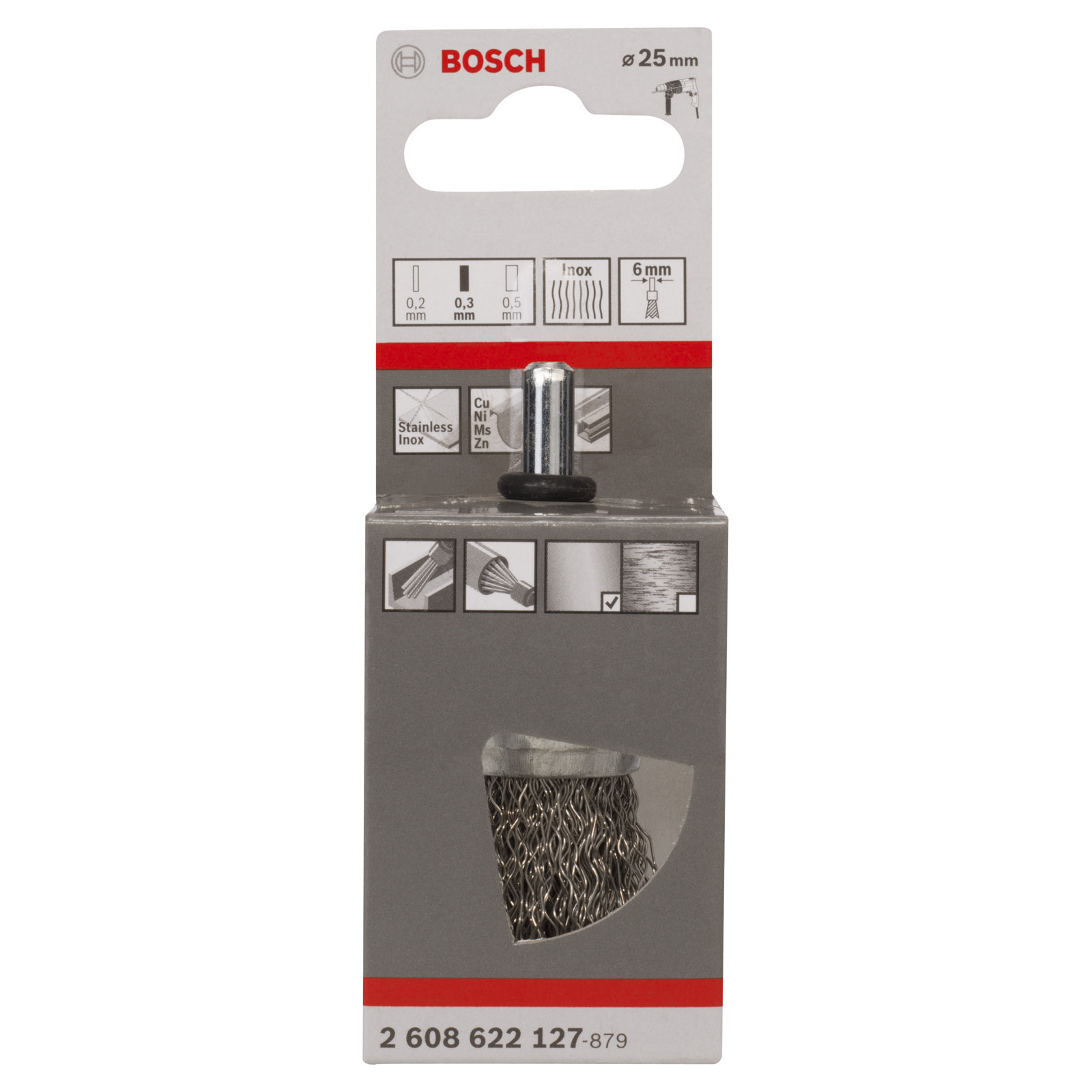 Bosch Pinselbürste gewellter Edelstahldraht 0,3 x 25 mm- 2608622127