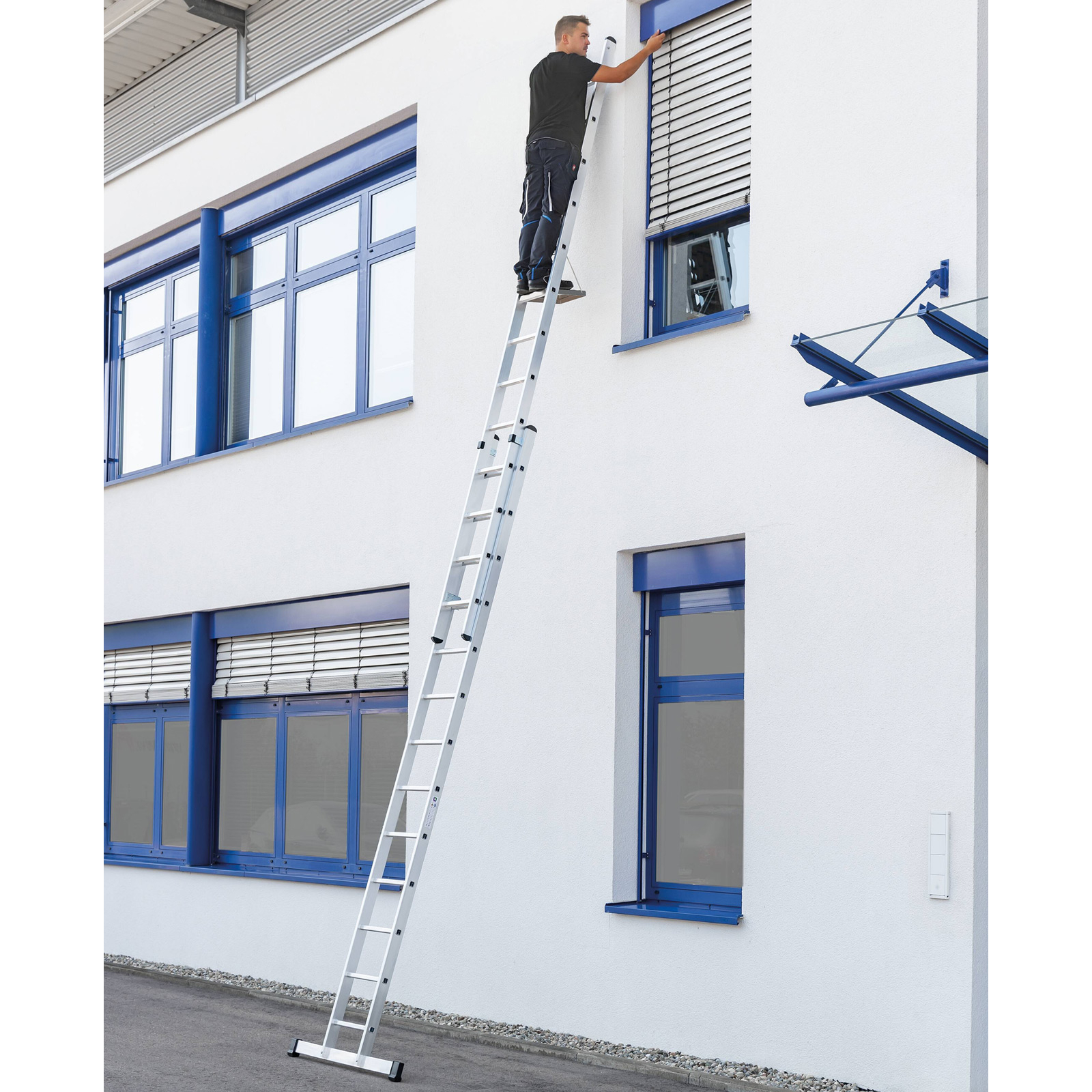 Günzburger Steigtechnik Sprossen-Schiebeleiter 2tlg. mit Standard-Traverse 2 x 9 Sprossen - 011609