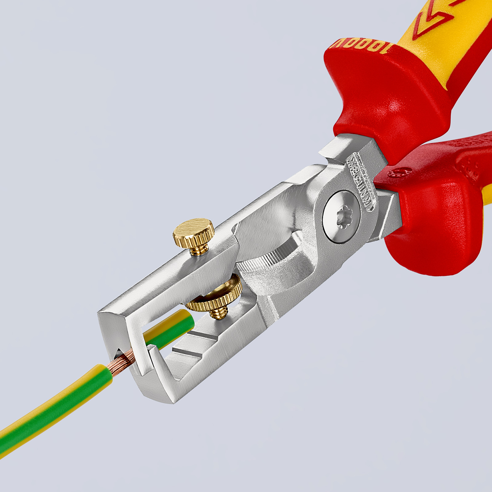 Knipex StriX Abisolier-Kabelschere Befestig. verchromt, isoliert mit Mehrkomponenten-Hüllen, VDE-geprüft; mit integrierter isolierter Befestigungsöse zum Anbringen einer Absturzsicherung 180 mm - 1366180TBK