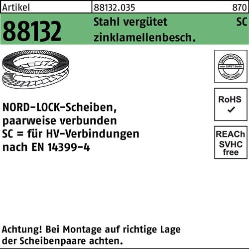 Unterlegscheibe R 88132 geklebt NL 22 SC Sta zinklamellenb. 50St. NORD-LOCK