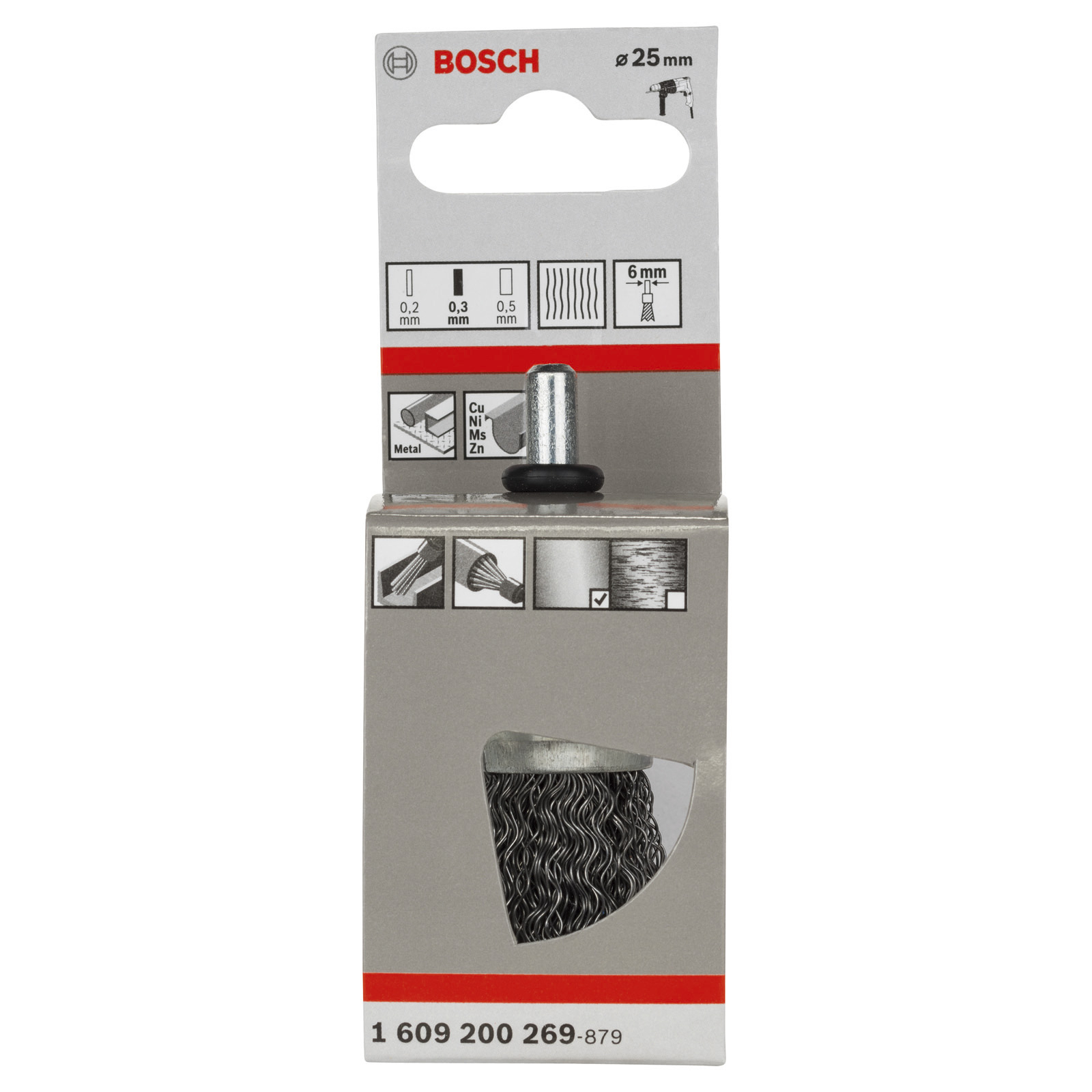 Bosch Pinselbürste gewellter Stahldraht 0,3 x 25 mm - 1609200269