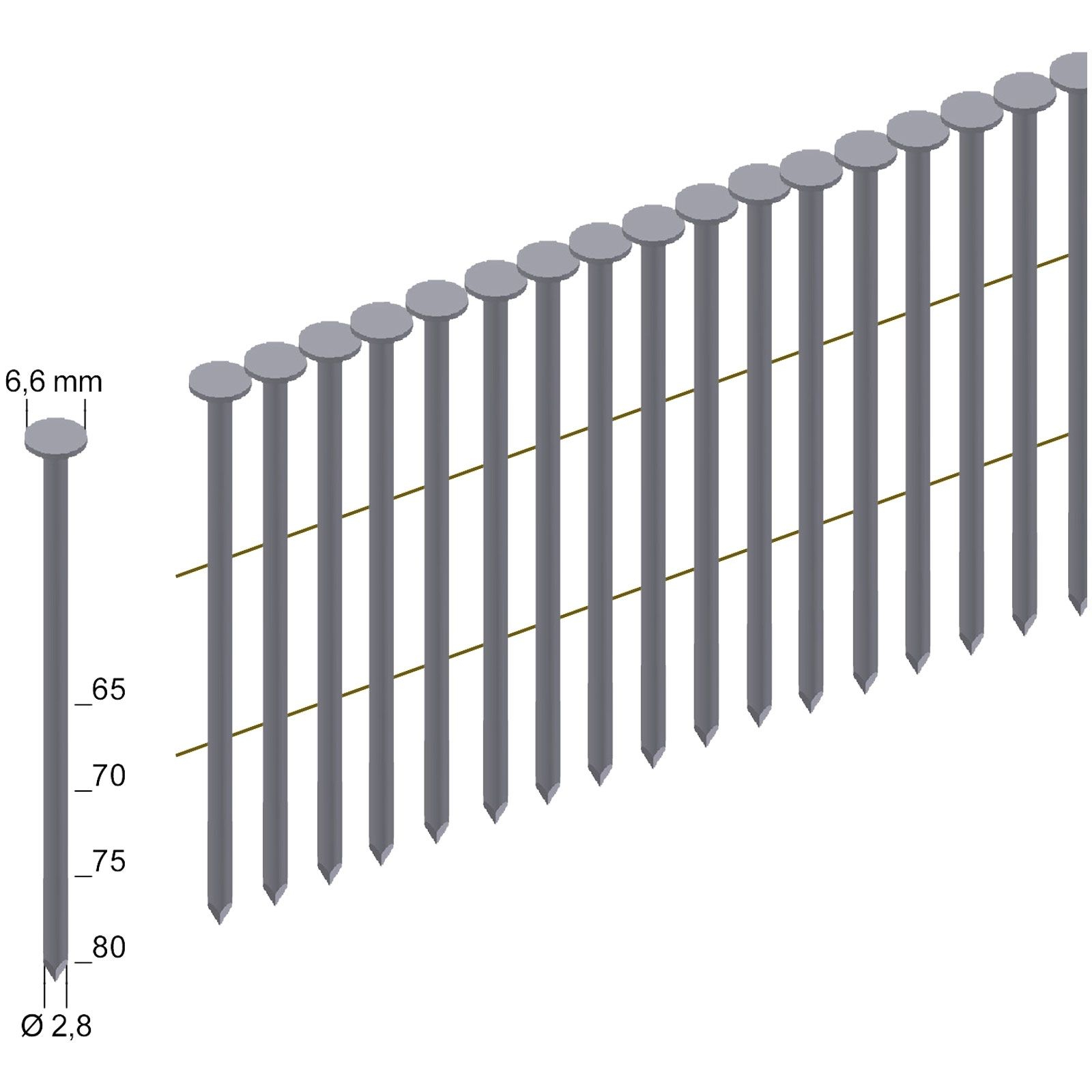 Prebena 4.500x Coilnägel (Rundkopf) blank Glattschaft 75 mm - CNW28/75BK