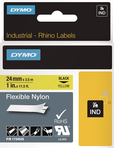 DYMO Schriftband Band-B.24mm Band-L.3,5m flexibles Nylonband schwarz auf gelb - 1734525