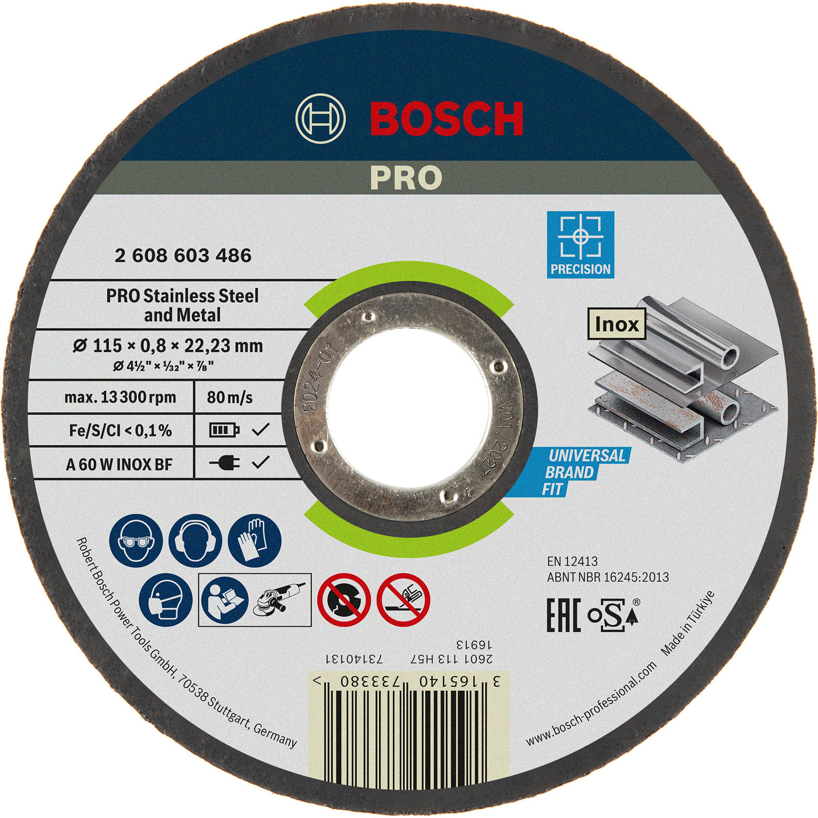 Bosch PRO Stainless Steel and Metal Trennscheibe 115 x 0,8 x 22,23 mm - 2608603486