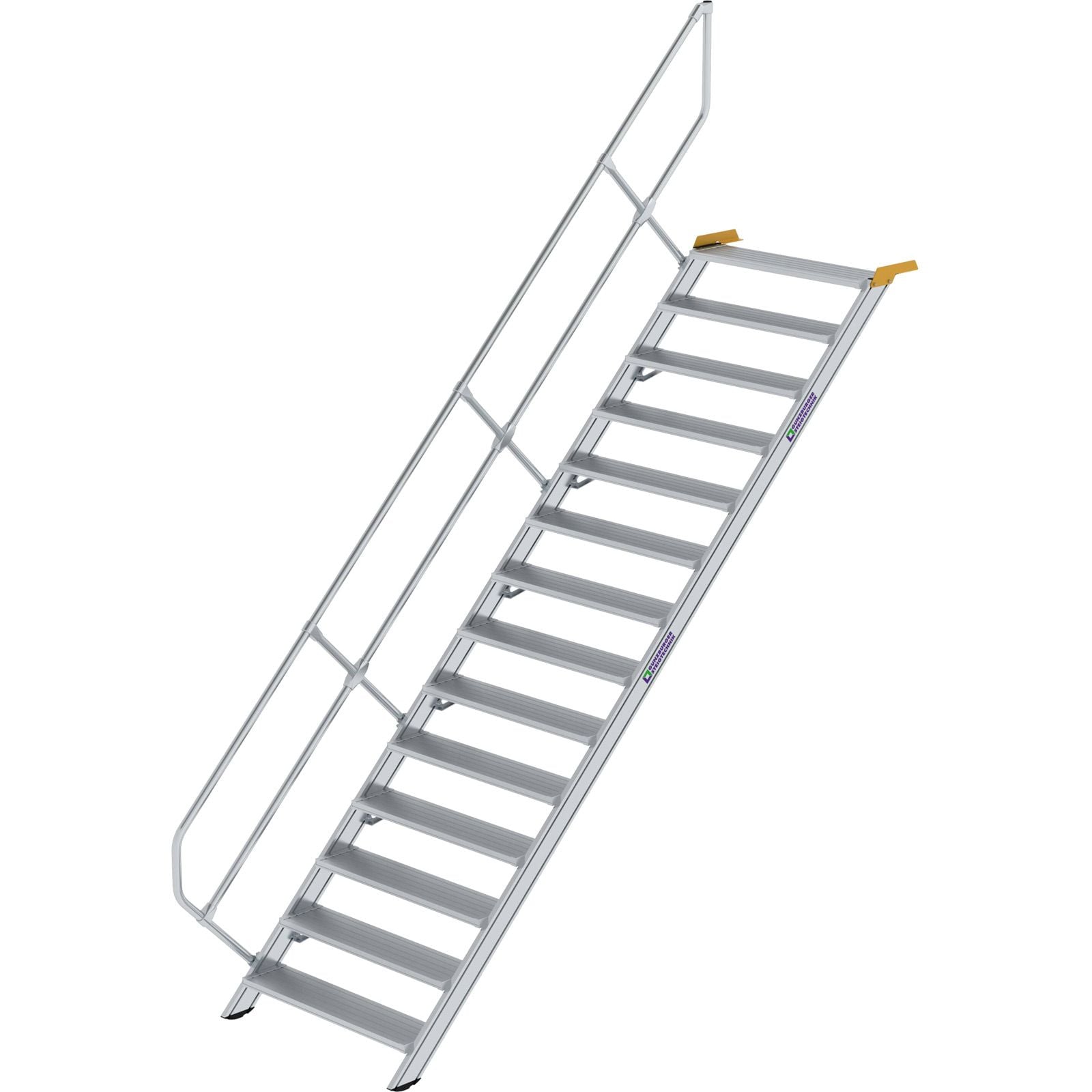 Günzburger Steigtechnik Treppe 45° Stufenbreite 1.000 mm 14 Stufen Aluminium geriffelt - 600354