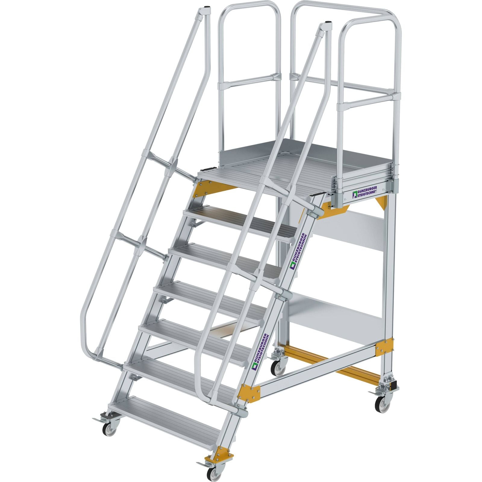 Günzburger Steigtechnik Plattformtreppe 60° fahrbar Stufenbreite 1 m 7 Stufen - 600747